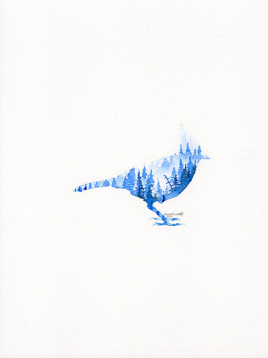 Blue Jay Silhouette - Limited Edition Print