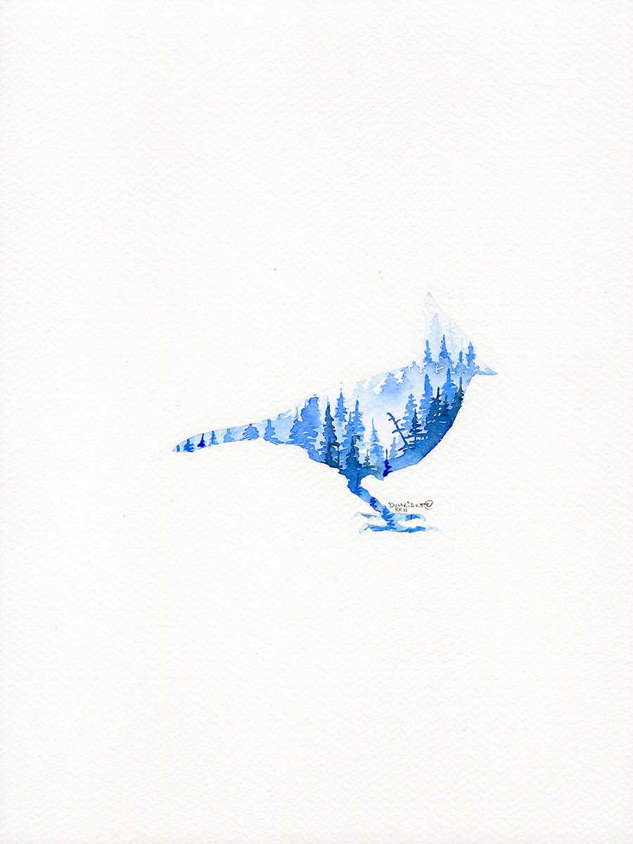 Blue Jay Silhouette - Original