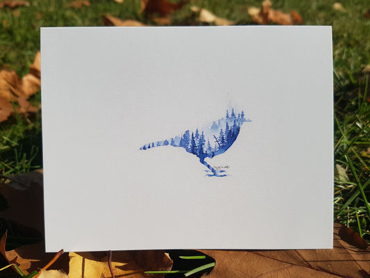 Blue Jay Silhouette - Greeting Card